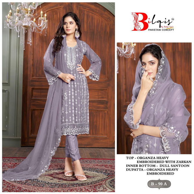 Bilqis B 90 A to D Embroidery Organza Pakistani Suits Wholesale Shop In Surat